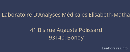 Laboratoire D'Analyses Médicales Elisabeth-Matha