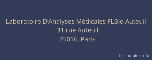 Laboratoire D'Analyses Médicales FLBio Auteuil
