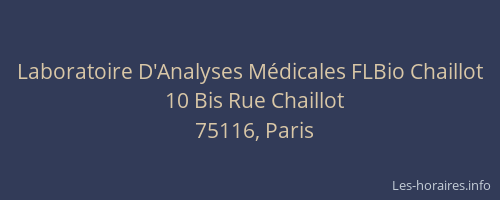 Laboratoire D'Analyses Médicales FLBio Chaillot