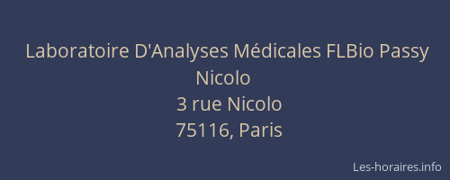 Laboratoire D'Analyses Médicales FLBio Passy Nicolo