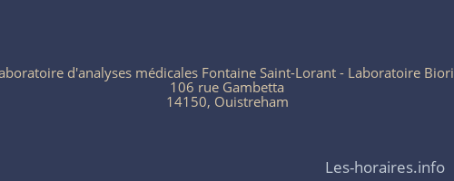 Laboratoire d'analyses médicales Fontaine Saint-Lorant - Laboratoire Bioriv