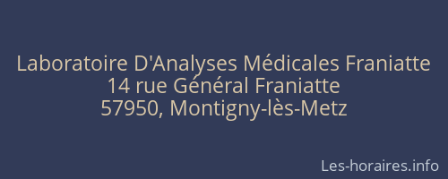 Laboratoire D'Analyses Médicales Franiatte