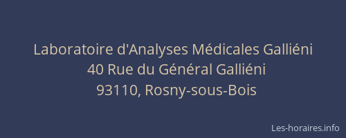 Laboratoire d'Analyses Médicales Galliéni