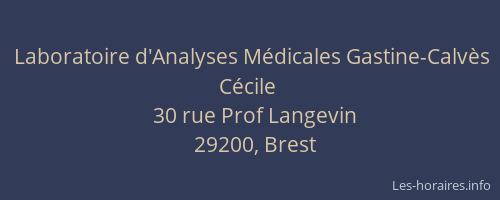 Laboratoire d'Analyses Médicales Gastine-Calvès Cécile