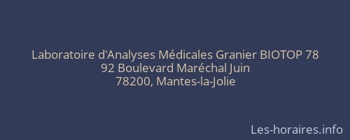 Laboratoire d'Analyses Médicales Granier BIOTOP 78