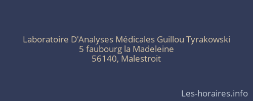 Laboratoire D'Analyses Médicales Guillou Tyrakowski