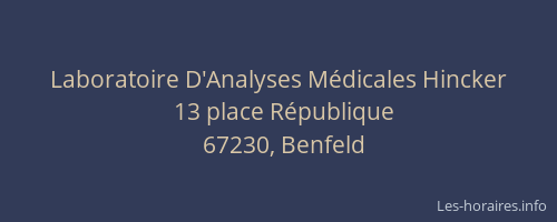 Laboratoire D'Analyses Médicales Hincker