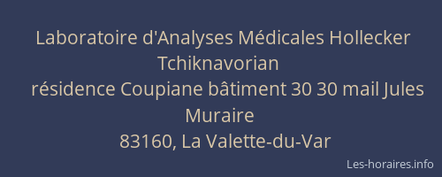 Laboratoire d'Analyses Médicales Hollecker Tchiknavorian