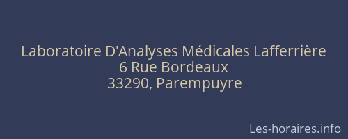 Laboratoire D'Analyses Médicales Lafferrière