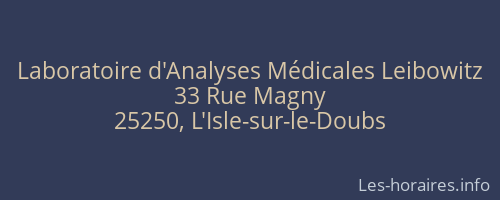 Laboratoire d'Analyses Médicales Leibowitz