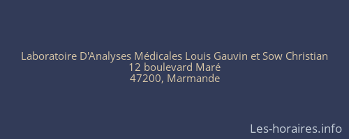 Laboratoire D'Analyses Médicales Louis Gauvin et Sow Christian
