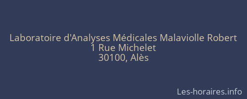 Laboratoire d'Analyses Médicales Malaviolle Robert
