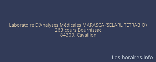 Laboratoire D'Analyses Médicales MARASCA (SELARL TETRABIO)