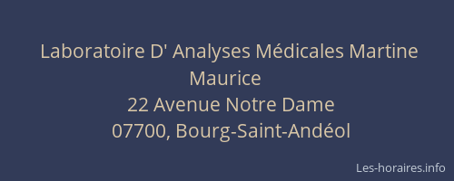 Laboratoire D' Analyses Médicales Martine Maurice