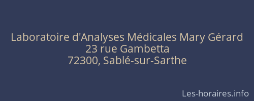 Laboratoire d'Analyses Médicales Mary Gérard