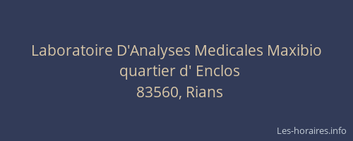 Laboratoire D'Analyses Medicales Maxibio