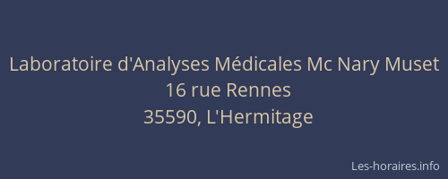 Laboratoire d'Analyses Médicales Mc Nary Muset