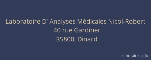 Laboratoire D' Analyses Médicales Nicol-Robert