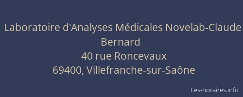 Laboratoire d'Analyses Médicales Novelab-Claude Bernard