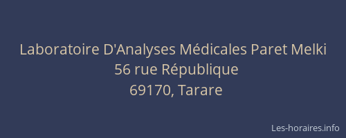 Laboratoire D'Analyses Médicales Paret Melki