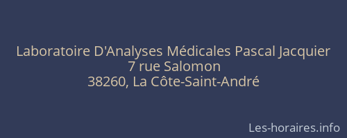 Laboratoire D'Analyses Médicales Pascal Jacquier