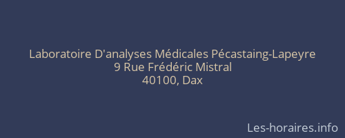 Laboratoire D'analyses Médicales Pécastaing-Lapeyre