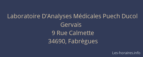 Laboratoire D'Analyses Médicales Puech Ducol Gervais