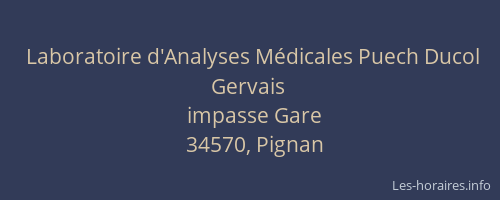 Laboratoire d'Analyses Médicales Puech Ducol Gervais