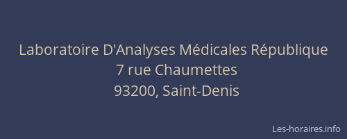 Laboratoire D'Analyses Médicales République