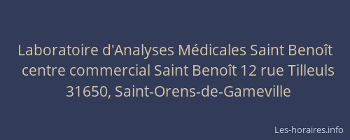 Laboratoire d'Analyses Médicales Saint Benoît