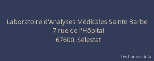 Laboratoire d'Analyses Médicales Sainte Barbe