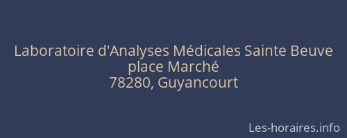 Laboratoire d'Analyses Médicales Sainte Beuve