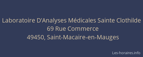Laboratoire D'Analyses Médicales Sainte Clothilde