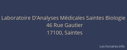 Laboratoire D'Analyses Médicales Saintes Biologie