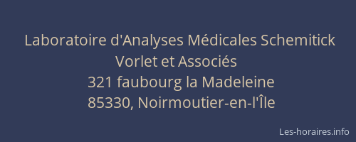 Laboratoire d'Analyses Médicales Schemitick Vorlet et Associés