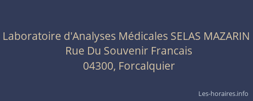 Laboratoire d'Analyses Médicales SELAS MAZARIN