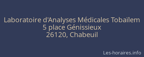 Laboratoire d'Analyses Médicales Tobaïlem