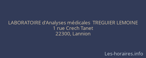 LABORATOIRE d'Analyses médicales  TREGUIER LEMOINE