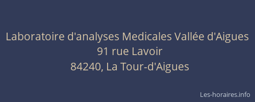 Laboratoire d'analyses Medicales Vall&eacute;e d'Aigues