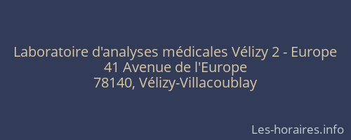 Laboratoire d'analyses médicales Vélizy 2 - Europe