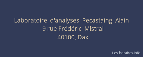 Laboratoire  d'analyses  Pecastaing  Alain