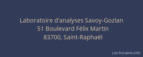 Laboratoire d'analyses Savoy-Gozlan