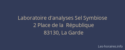 Laboratoire d'analyses Sel Symbiose