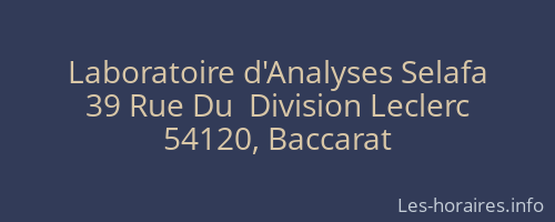 Laboratoire d'Analyses Selafa