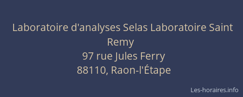 Laboratoire d'analyses Selas Laboratoire Saint Remy