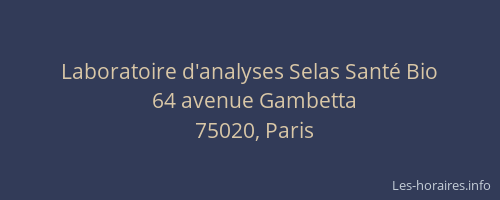 Laboratoire d'analyses Selas Santé Bio