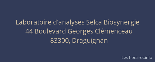Laboratoire d'analyses Selca Biosynergie