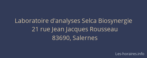 Laboratoire d'analyses Selca Biosynergie