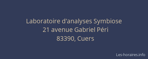 Laboratoire d'analyses Symbiose
