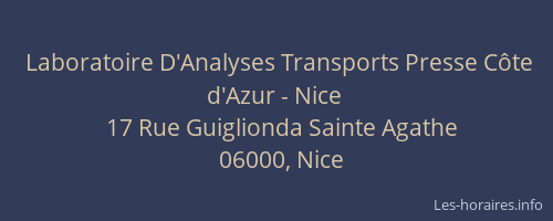 Laboratoire D'Analyses Transports Presse Côte d'Azur - Nice